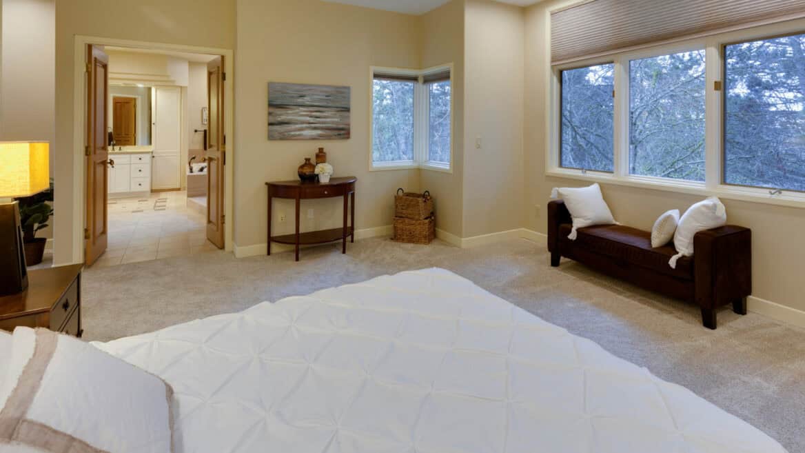 bedroom with a lush beautiful carpet