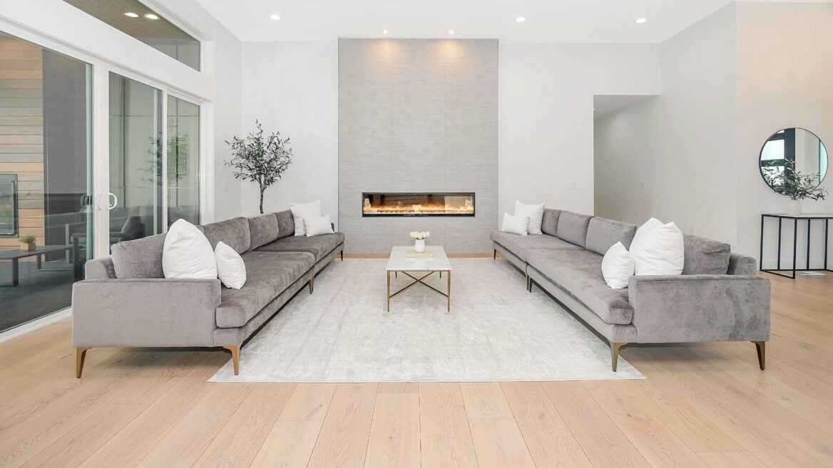 modern living room with a laminate floor