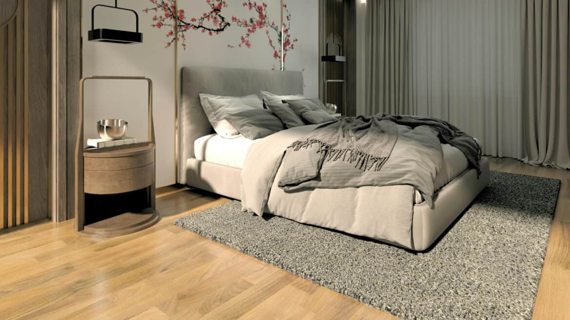 beautiful bedroom with a laminate floor